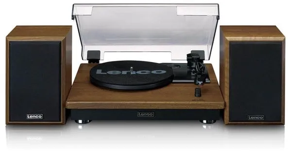Lenco Turntable with BT and 2 external speakers - Platespiller Brun